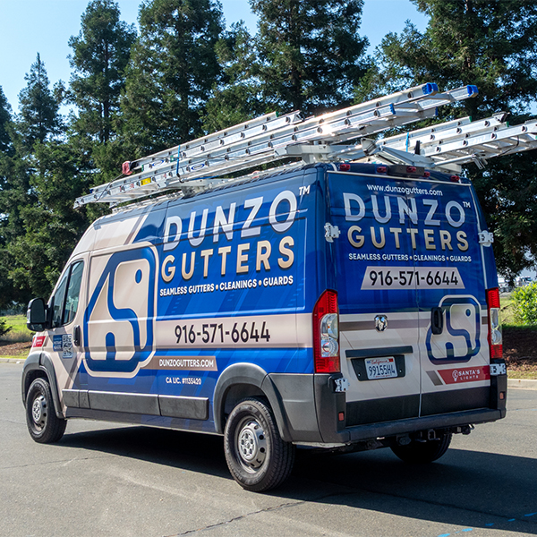 commercial wrap for Dunzo Gutters, full wrap van wrap