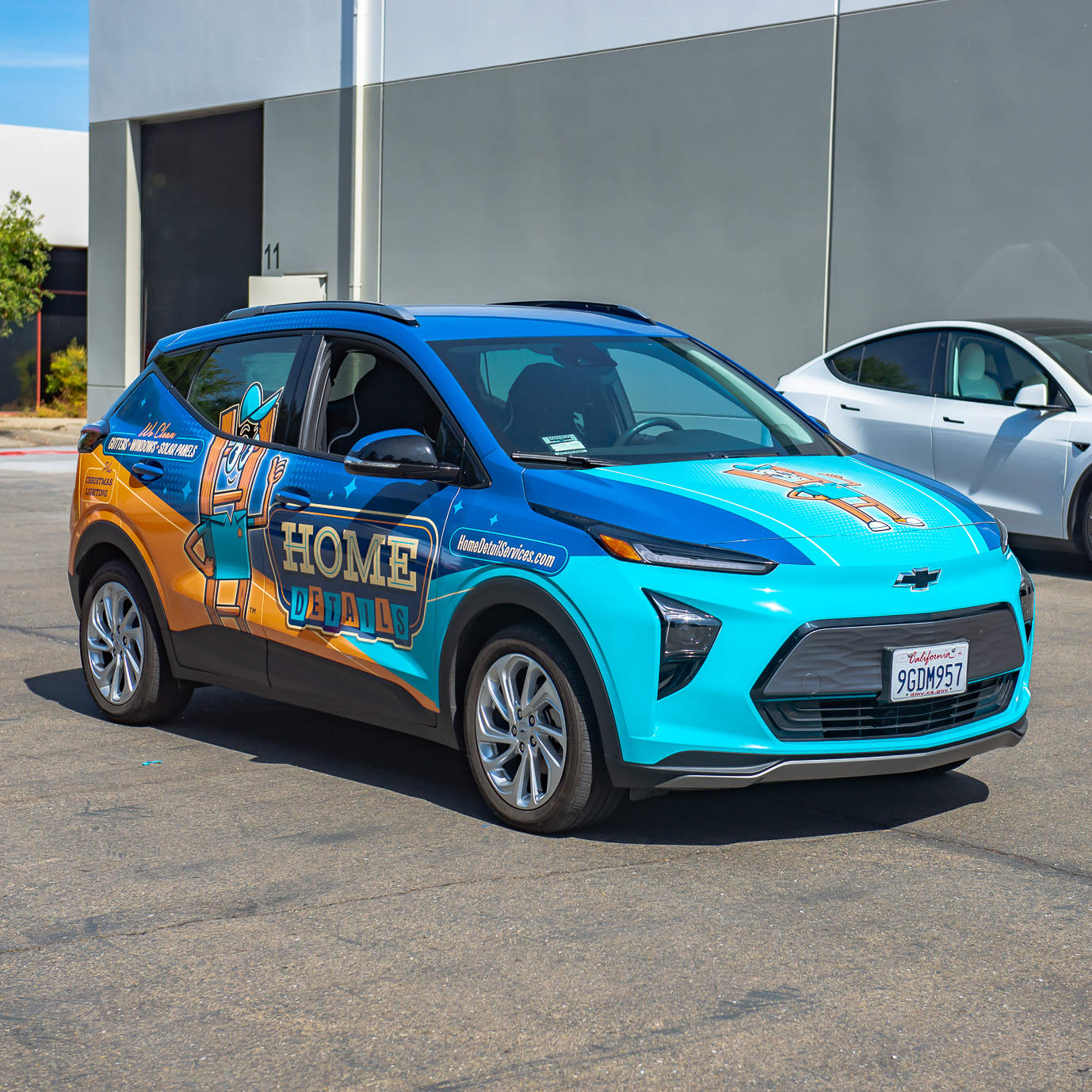 commercial car wrap for Home Details Chevy Bolt, car wrap, full wrap
